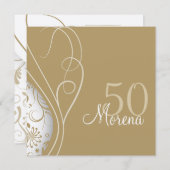 Elegant Gold Square Invitation Kaart (Voorkant / Achterkant)