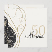 Elegant Gold Square Invitation Kaart (Voorkant / Achterkant)