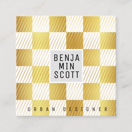 Elegant Gold Square Visitekaartje (Voorkant)