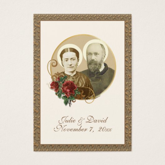 Elégant Gold St. Zelie & Louis Martin Mariage Card (Devant)