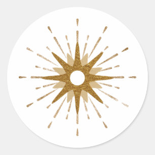 Elegant Gold Starburst Ronde Sticker