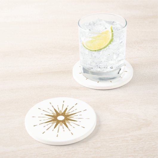 Elegant Gold Starburst Stone Onderzetter Round (Zijkant)