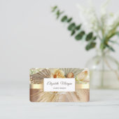 Elegant Gold Stripe Boho Flowers Visitekaartje (Staand voorkant)