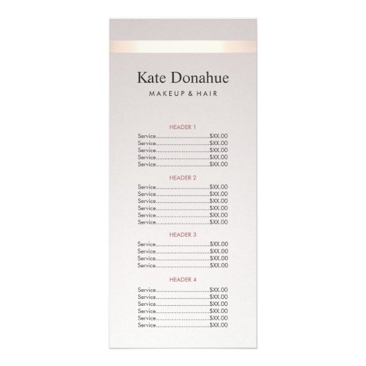 Elégant Gold Stripe Hair Salon Prix Menu (Devant)
