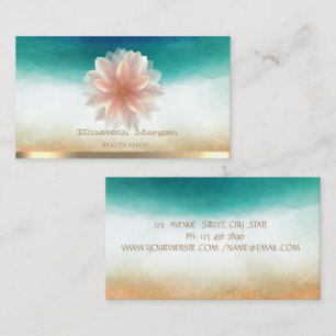 Elegant Gold Stripe Lotus Beauty Salon Waterverf Visitekaartje