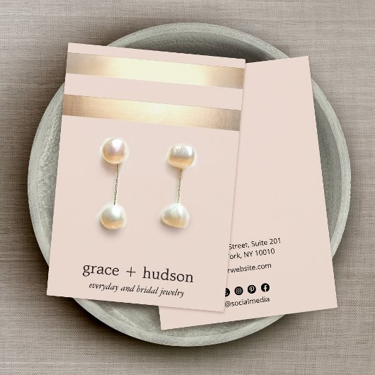 Élégant Gold Stripe Moderne Rose Écran d'oreille