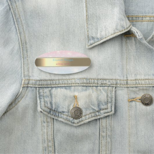 Elegant Gold Stripe, Pearls, Bokeh Naamplaatje (In situ)