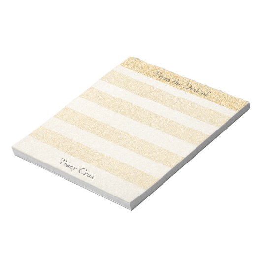 Elegant Gold Striped Custom Notes Notitieblok (Gedraaid)