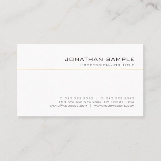 Elegant Gold Striped Simple Chic Plain Luxe Trendy Visitekaartje (Voorkant)