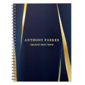 Elegant Gold Stripes Blue Background Notitieboek (Voorkant)