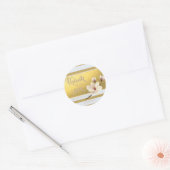 Elegant Gold Stripes Magnolia You Wedding Sticker (Envelop)