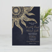 Elegant Gold Sun Mandala Blue Nebula Design Kaart (Staand voorkant)