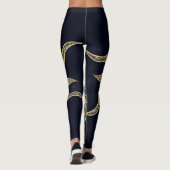 Elegant Gold Sun Mandala Blue Nebula Design Leggings (Achterkant)