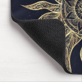 Elegant Gold Sun Mandala Blue Nebula Design Muismat (Hoek)