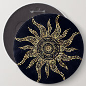Elegant Gold Sun Mandala Blue Nebula Design Ronde Button 6,0 Cm (Voorkant /achterkant)