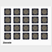 Elegant Gold Sun Mandala Blue Nebula Design Vierkante Sticker (Vel)