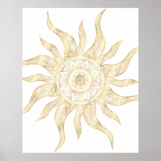 Elegant Gold Sun Mandala Design Poster (Voorkant)