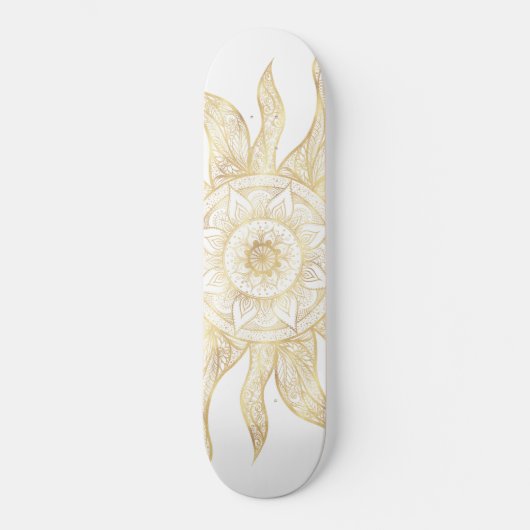 Elegant Gold Sun Mandala Design Skateboard (Voorkant)