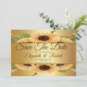 Elegant Gold Sunflower Save the Date (Staand voorkant)