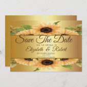 Elegant Gold Sunflower Save the Date (Voorkant / Achterkant)