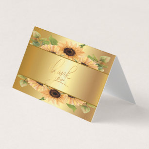 Elegant Gold SunflowerDank u Kaart Visitekaartjes