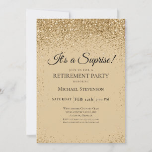 Elegant Gold Surprise Retirement Party Kaart