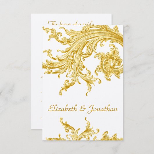 Elegant Gold Sweep Wedding Invitation RSVP (Voorkant / Achterkant)