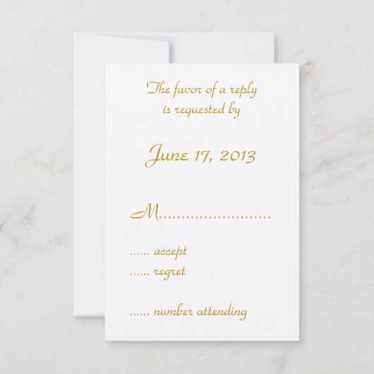 Elegant Gold Sweep Wedding Invitation RSVP (Achterkant)