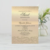 Elégant Gold Sweet 16 Anniversaire Invitation (Debout devant)