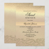 Elégant Gold Sweet 16 Anniversaire Invitation (Devant / Derrière)