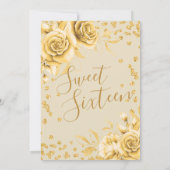 Elegant Gold Sweet 16 Glitter Confetti Floral Kaart (Achterkant)