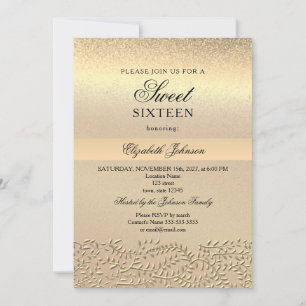 Elegant Gold Sweet 16 uitnodiging van 16 september