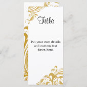 Elegant Gold Swirl 4" X 9" Mariage Détails Carte (Devant / Derrière)
