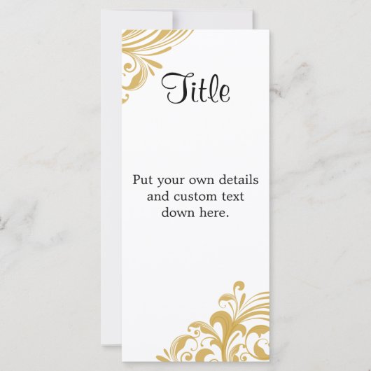 Elegant Gold Swirl 4" X 9" Mariage Détails Carte (Devant)