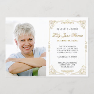 Elegant Gold Swirl - begrafenisuitnodiging   Kleur Kaart