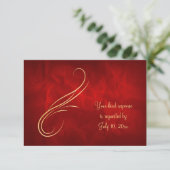 Elégant Gold Swirl Bright Red Wedding RSVP (Debout devant)