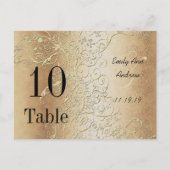 Elegant Gold Swirls Black Font Table Numbers Briefkaart (Achterkant)