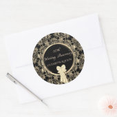 Elegant Gold Swirls, Bow Jubileum Ronde Sticker (Envelop)