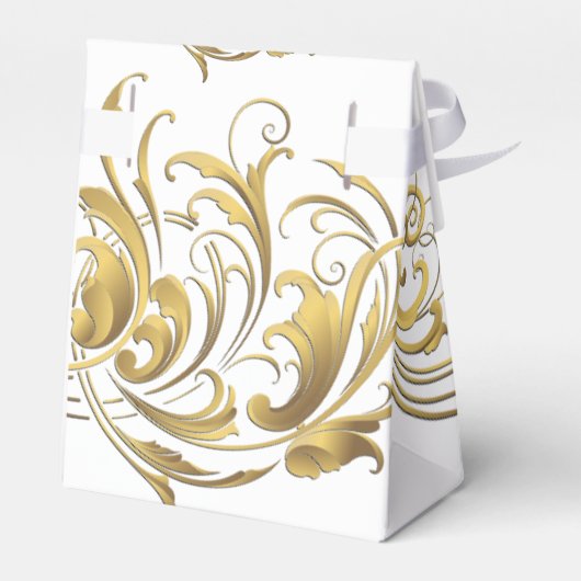 Elegant Gold Swirls Wedding Bedankdoosjes (Achterkant)