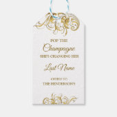 Elegant Gold  Swirls Wedding Cadeaulabel (Voorkant)