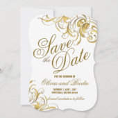 Elegant Gold Swirls Wedding Save The Date (Voorkant)