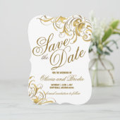 Elegant Gold Swirls Wedding Save The Date (Staand voorkant)