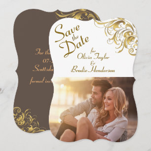 Elegant Gold  Swirls Wedding Save The Date