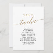 Elegant Gold Table Number 12 Seating Chart Kaart (Voorkant)
