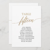 Elegant Gold Table Number 15 Seating Chart Kaart (Voorkant / Achterkant)