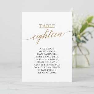 Elegant Gold Table Number 18 Seating Chart Kaart