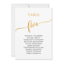 Elegant Gold Table Number 5 Seat Chart