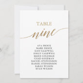 Elegant Gold Table Number 9 Seating Chart Kaart (Achterkant)