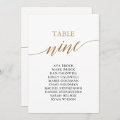 Elegant Gold Table Number 9 Seating Chart Kaart (Voorkant / Achterkant)