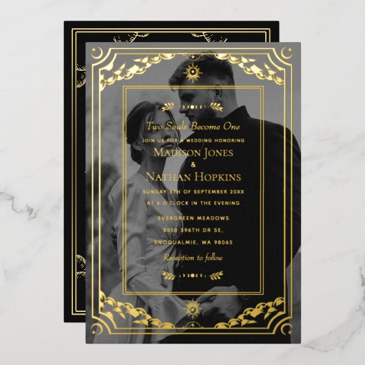 Elegant Gold Tarot Card Mariage Photo Invitation (Recto/Verso)